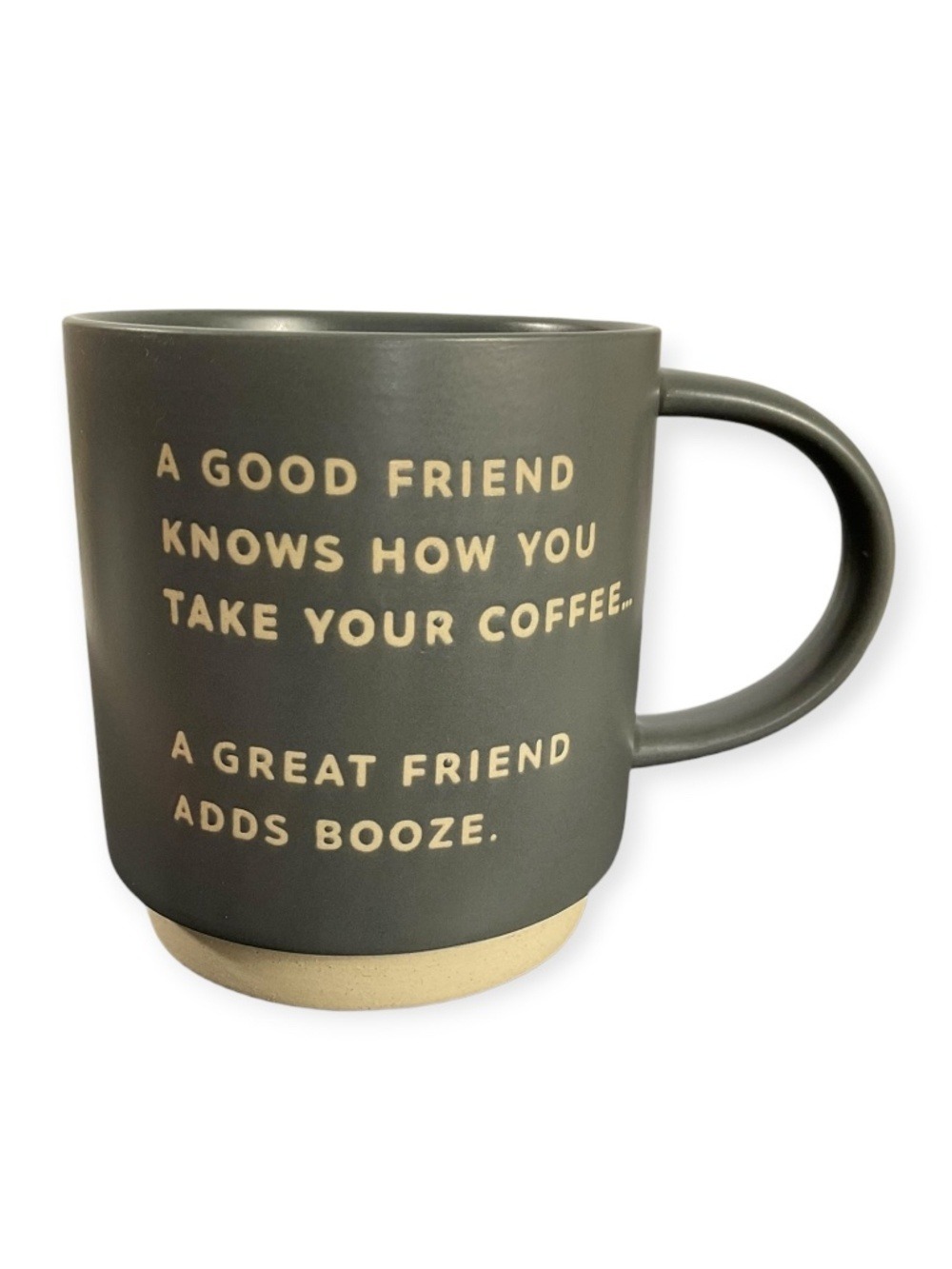 Hallmark Good Friend Great Friend Funny Mug 16 Oz Gray Coffee Booze